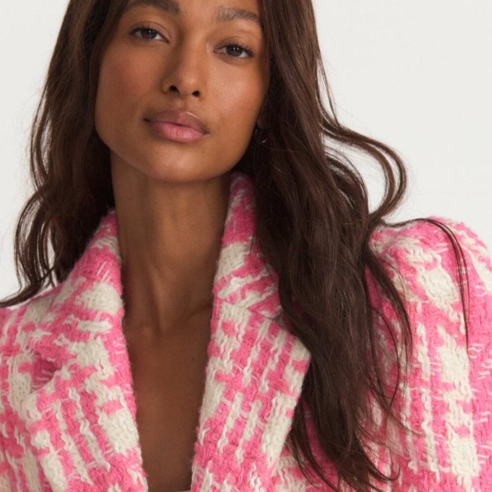 NWT LoveShackFancy Asryn Coat - Majestic Pink Tweed Pearl Button | Size S